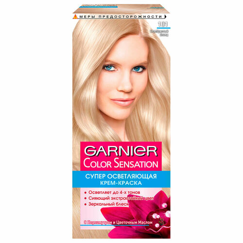 фото Garnier стойкая крем-краска для волос "color sensation, роскошь цвета", оттенок 101, платиновый блон