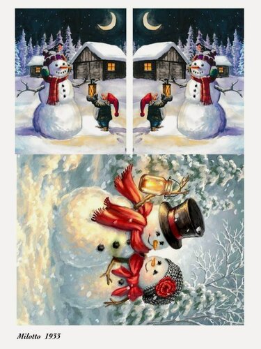 Изображение товара Рисовая новогодняя декупажная карта Milotto "Снеговики"