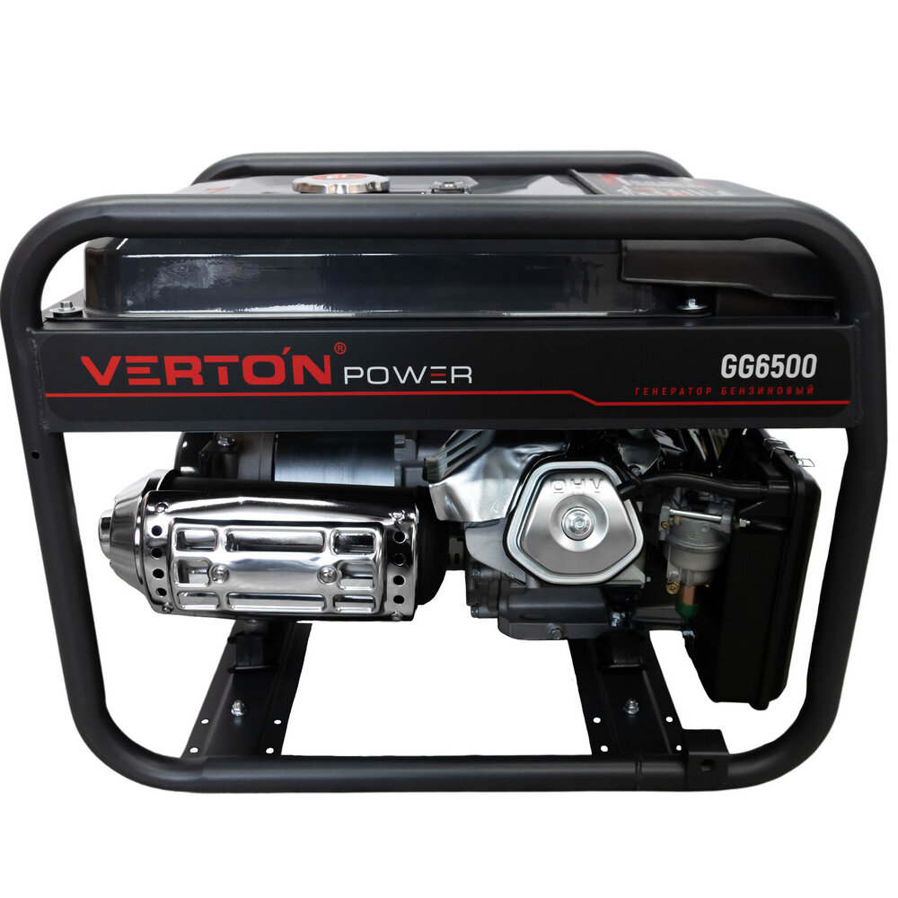 Генератор бензиновый VERTON POWER GG6500 (5,0/5,5 кВт, 230В, 13л.с., ручной старт, 12В, бак 22л, счетчик моточасов) - фотография № 8