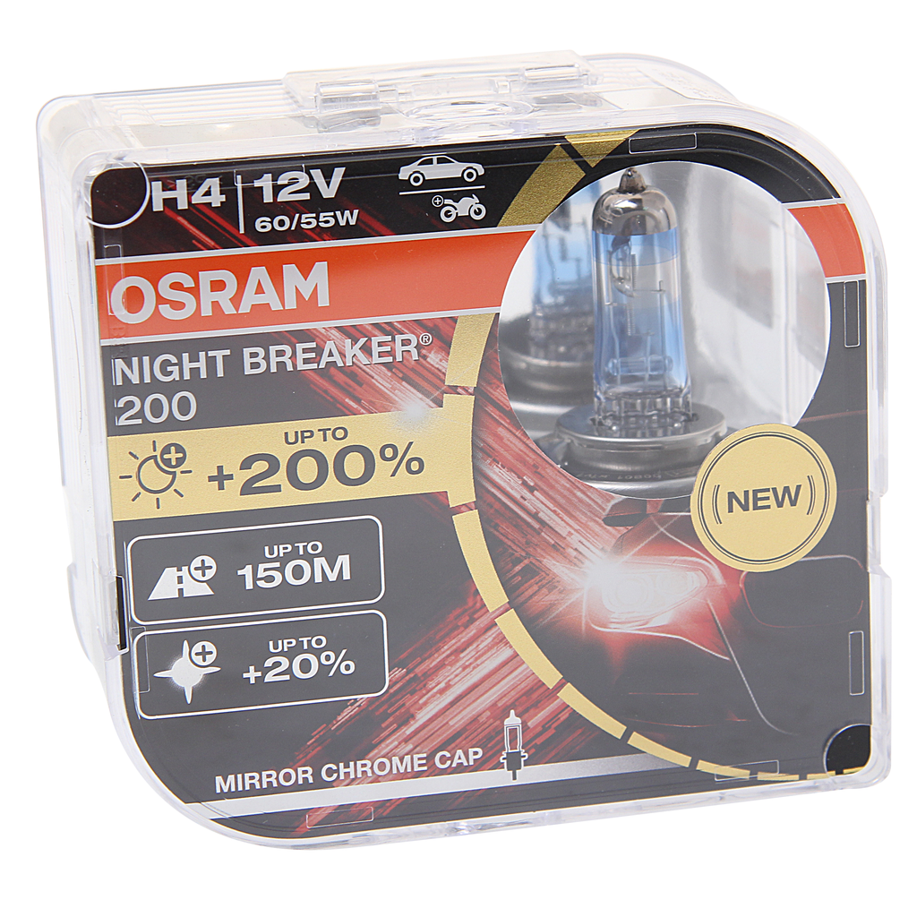 Лампа OSRAM H4 12V 60/55W P43t 3900K Night Breaker +200% - фото №20