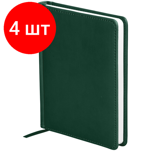 Комплект 4 шт, Ежедневник недатированный, А6, 136л, кожзам, OfficeSpace Winner, зеленый