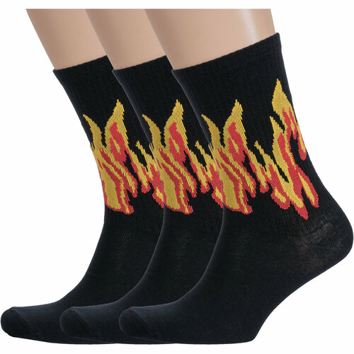 фото Носки борисоглебский трикотаж, 3 пары, размер 27-29, черный