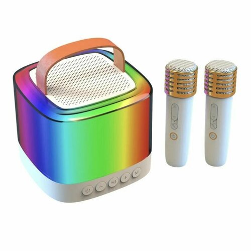 Мини со светодиодной подсветкой беспроводная Bluetooth караоке колонка с 2 микрофонами 350000₽
