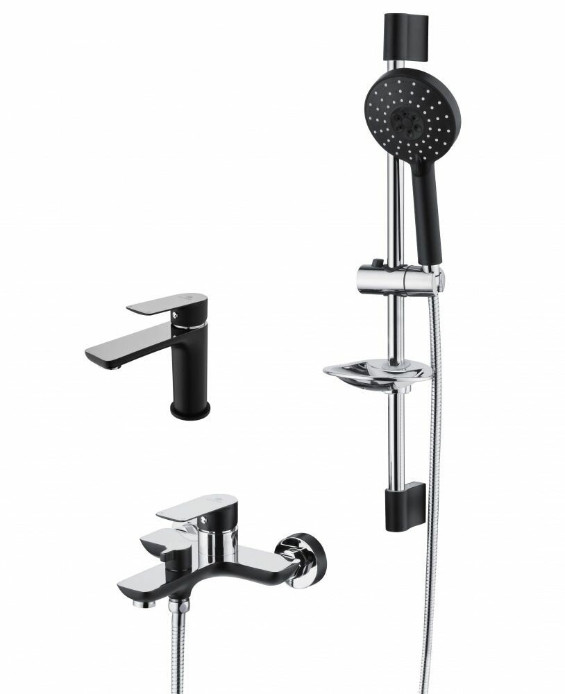 фото GZ21037С Душевой комплект Ganzer 3в1 (ванна, раковина, стойка) черный