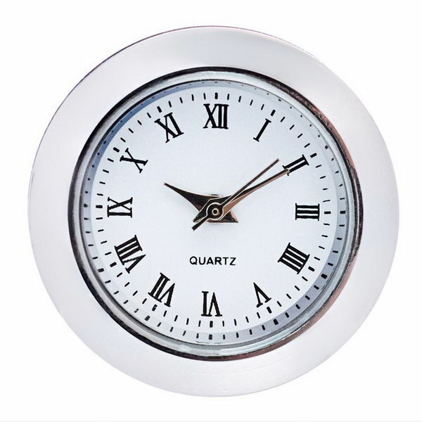 Вставка часы кварцевые d-2.5 см LQ377А дискретный ход серебро