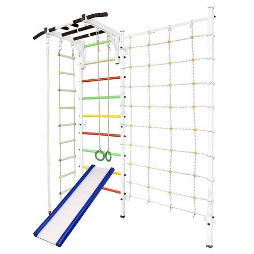 Усиленная шведская стенка с сеткой и горкой, 2,4 м