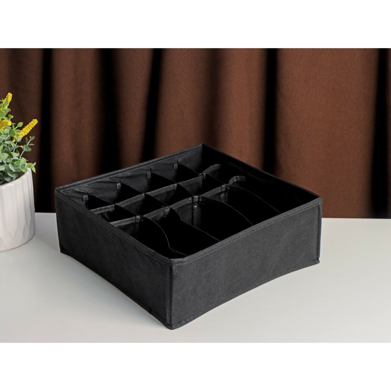 Органайзер для белья «Смарт», 15 отделений, 30×30×11 см, цвет черный - фотография № 1