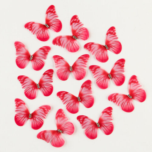 Декор для творчества «Бабочка», двухслойный, набор 12 шт, размер 1 шт. — 5 × 4 см, цвет красный бант бабочка 4 5 красный 10 шт