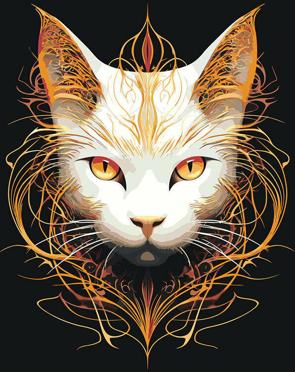 Картина по номерам Белый огненный кот 2