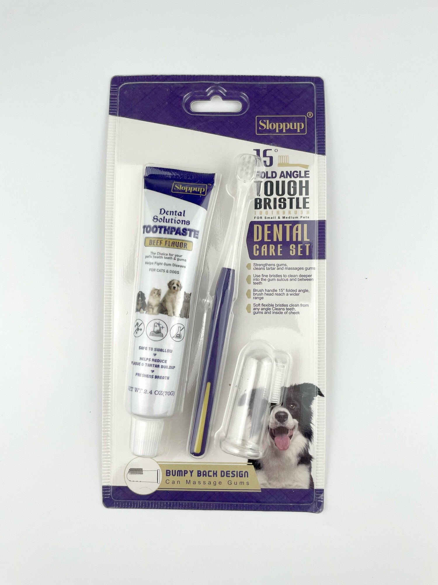 Набор с зубной пастой с щеткой и напальчником для груминга и бережного ухода за зубами кошек и собак
