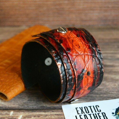 Жесткий браслет, 1 шт., оранжевый кожаный браслет в стиле бохо