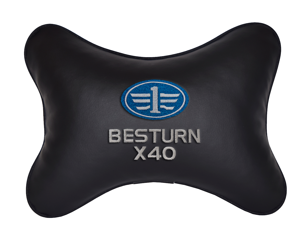 Подушка на подголовник экокожа Black с логотипом автомобиля FAW Besturn X40