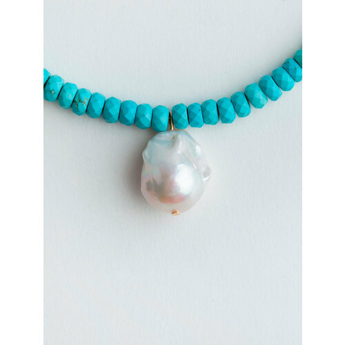 Колье by mar TURQUOSA, говлит, жемчуг культивированный, жемчуг барочный, жемчуг пресноводный, длина 42 см, бирюзовый