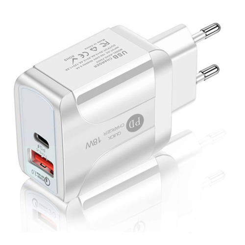 Зарядное устройство для зарядки PD18W 5V2A, USB, Type-c QC3.0, белое