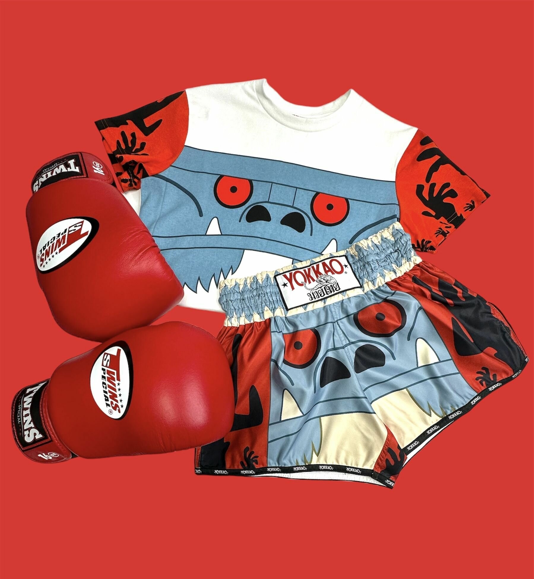 Трусы для единоборств Yokkao Базовая коллекция, размер XL, красный/голубой — фото 1