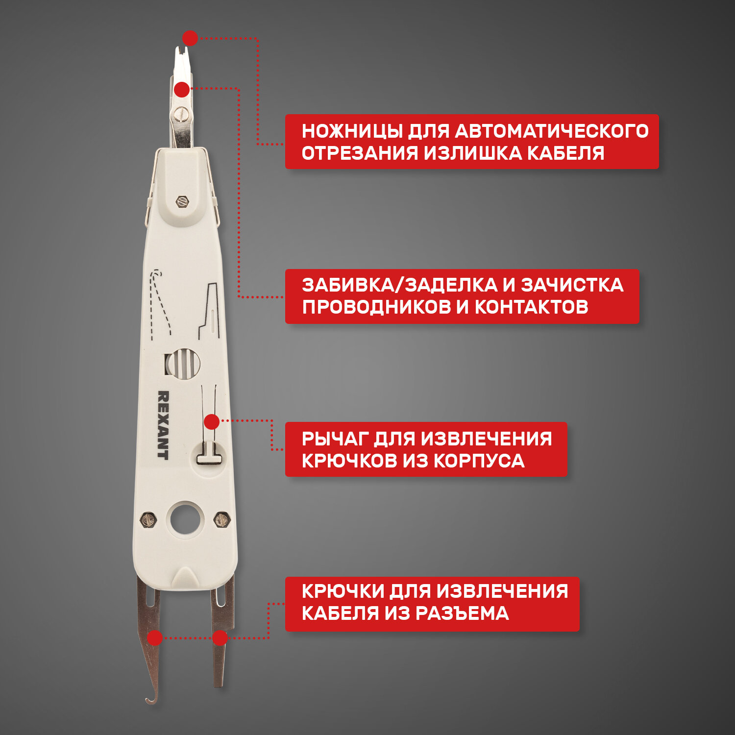 Инструмент для заделки и обрезки витой пары Rexant "110", HT-3141, TL-3141 — фото 2