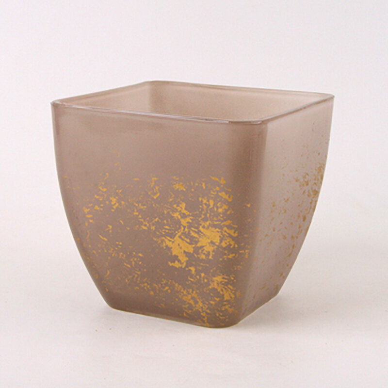 фото Кашпо стеклянное для растений "Бетти", золотисто-бежевый h16