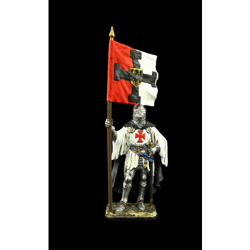 Оловянный солдатик SDS: Тевтонский рыцарь со знаменем Ордена, 1400 г
