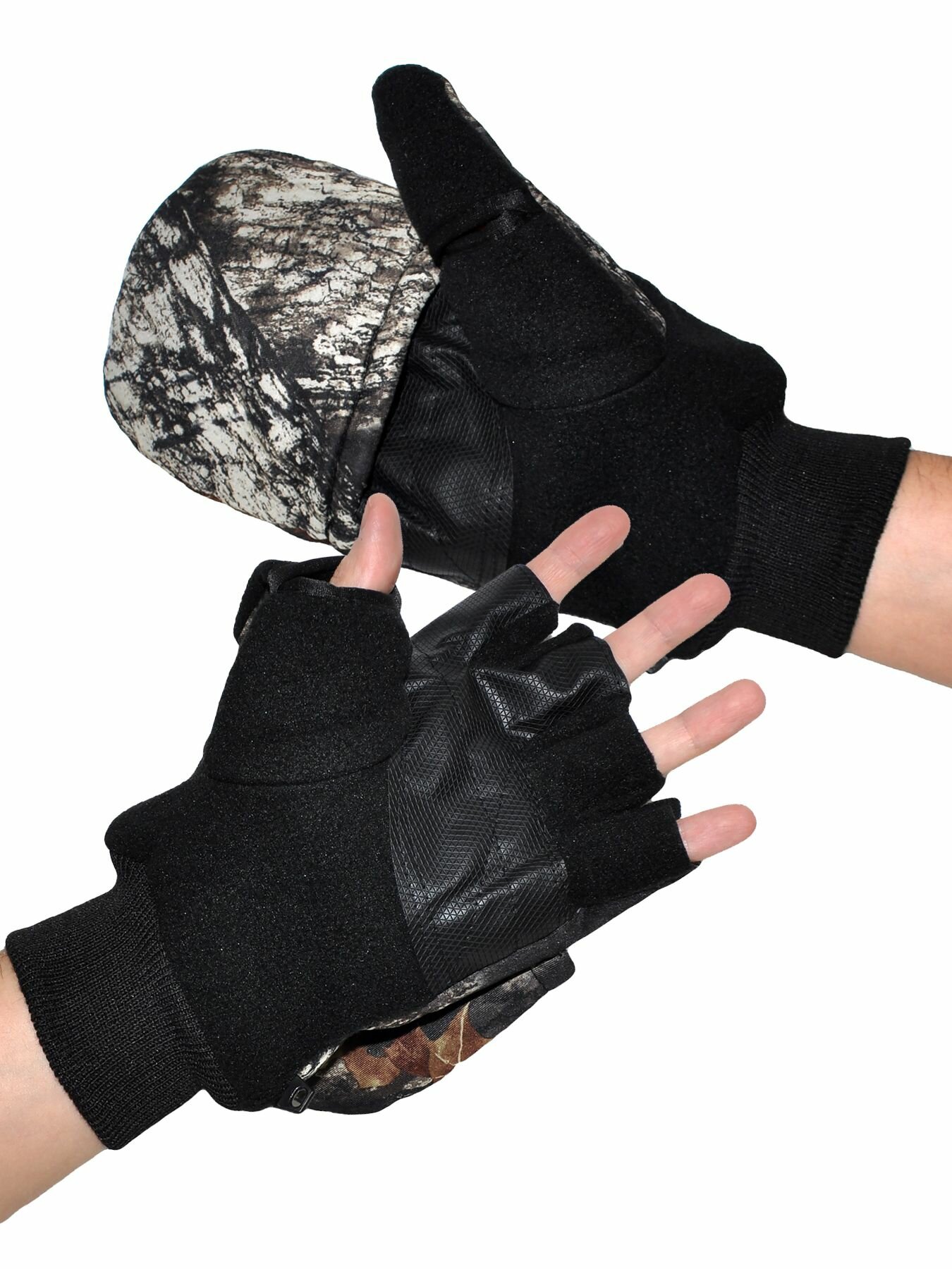 фото Варежки-трансформеры, с откидным верхом камуфляж 1)