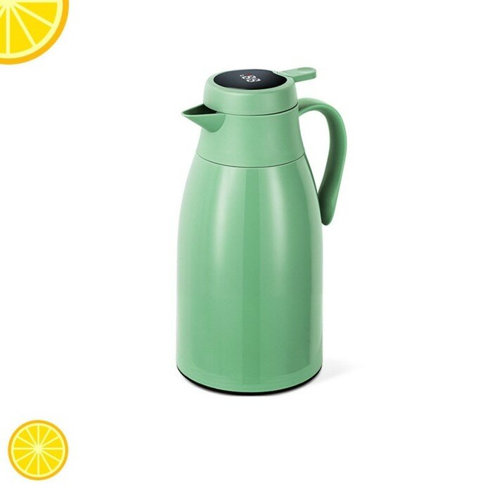 фото Термос-кофейник, 1.5 л, сохраняет тепло 24 ч, с термометром, стеклянная колба, зеленый