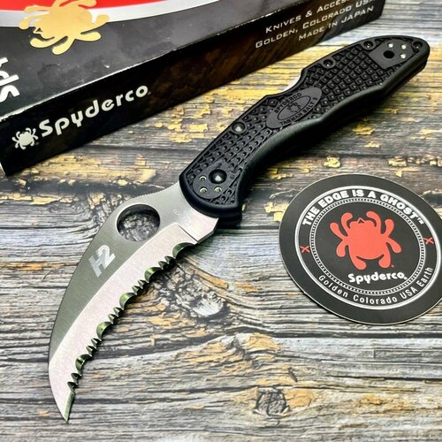фото Нож складной spyderco sc106sbk2 tasman salt 2, h-1 serrated blade