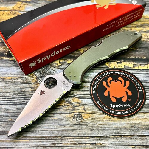 фото Нож складной spyderco sc11s delica 4, serrated blade, stainless steel handle