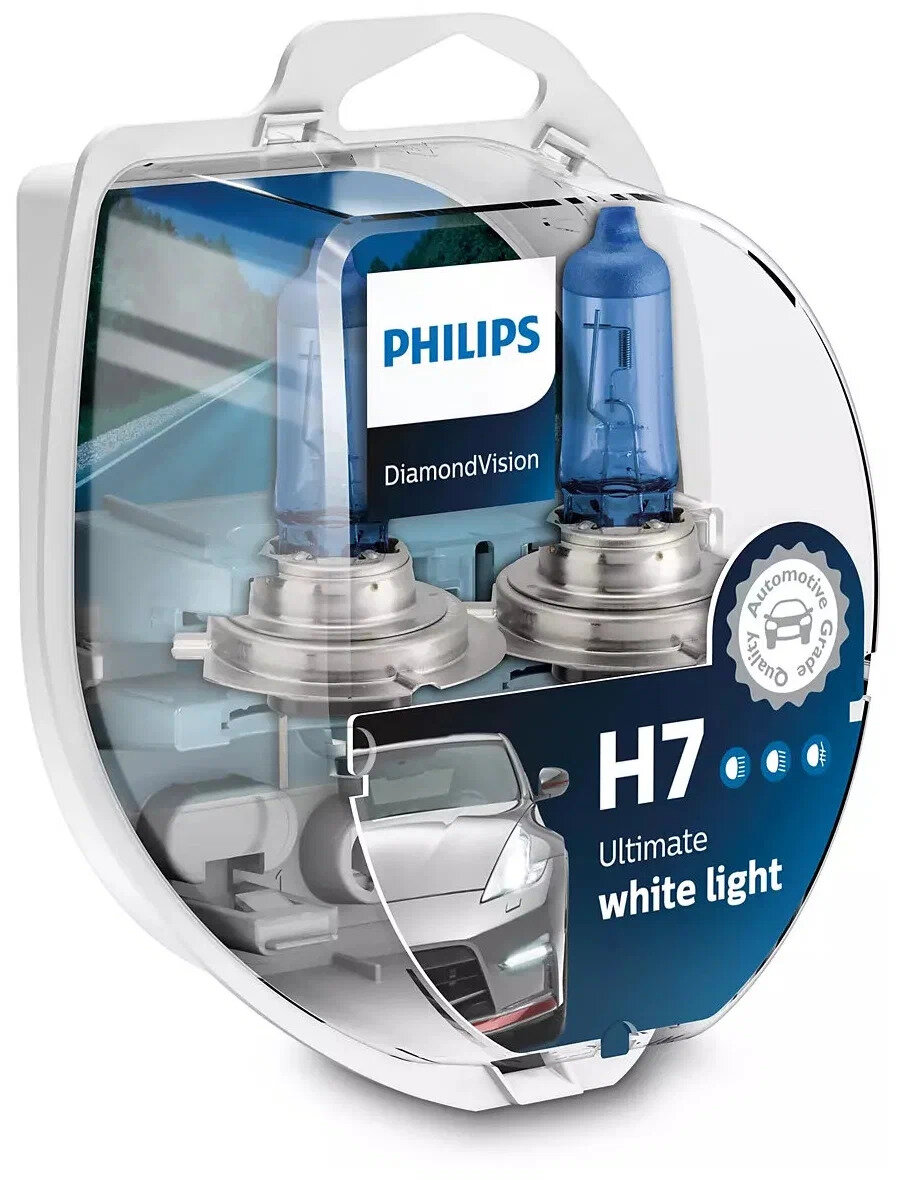 Лампа автомобильная галогенная Philips Diamond Vision 12972DVS2 H7 55W PX26d 5000K 2 шт.