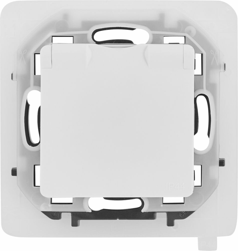фото Розетка встраиваемая влагозащищенная Lexman Lilian с заземлением с крышкой IP44 цвет белый