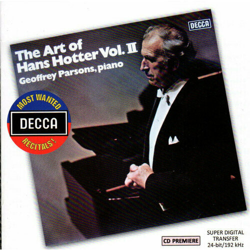 AUDIO CD The Art of Hans Hotter Vol. 2 - Decca Most Wanted Recitals Vol. 23. 1 CD distler h morike chorliederbuch op 19 chamber chorus of the berlin hochschule der kunste