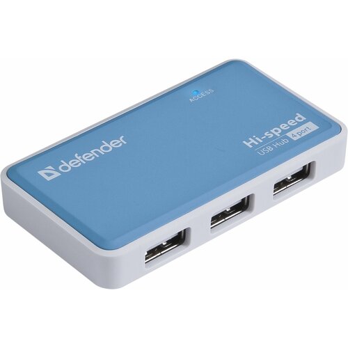 USB-концентратор Defender Quadro Power (83503), разъемов: 4, 70 см, синий хаб разветвитель defender quadro express usb3 0