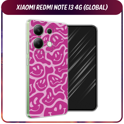 Силиконовый чехол на Xiaomi Redmi Note 13 4G (Global) / Сяоми Редми Нот 13 4G Расплывчатые смайлики розовые