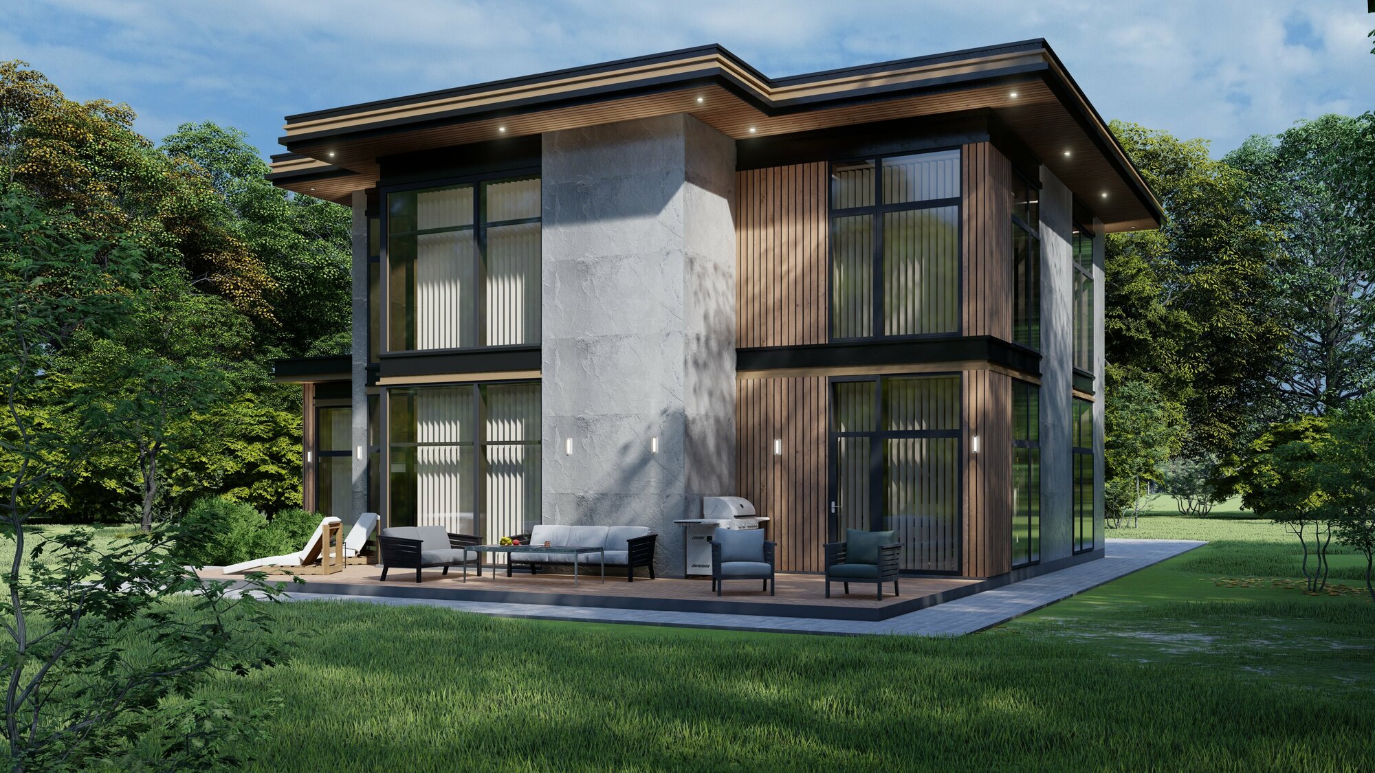 Проект двухэтажного дома из керамблоков с панорамными окнами "Матисс" - фотография № 4