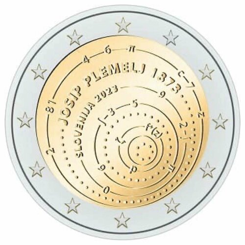Монета 2 евро 150 лет со дня рождения Йосипа Племеля. Словения 2023 UNC германия 10 евро 2012 150 лет со дня рождения герхарда хауптмана