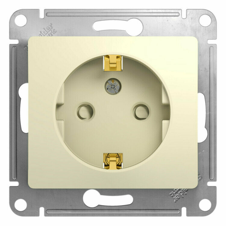 Розетка 2P+E 16А/250В шторки беж. GLOSSA