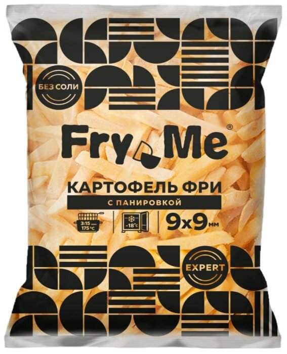 Картофель фри Fry Me с пaнирoвкoй Еxpеrt 9*9мм 2.5кг (FMS9)