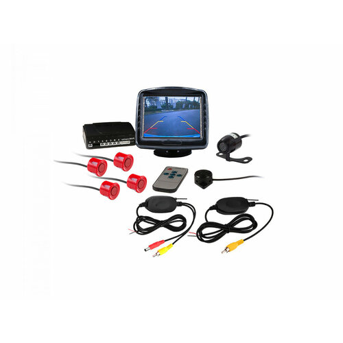 МастерПарк 602-4-W-КРАСН O48999EB с красными датчиками беспроводной парктроник с камерой заднего хода для автомобиля четырьмя датчиками 1178000₽