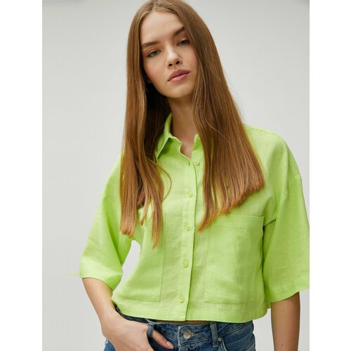фото Рубашка koton, размер 34, зеленый