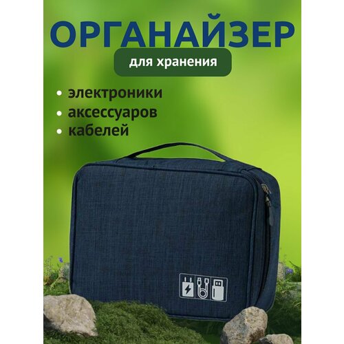 Сумка органайзер для хранения проводов и зарядок, цвет синий сумка органайзер для проводов и зарядок дорожный цвет синий