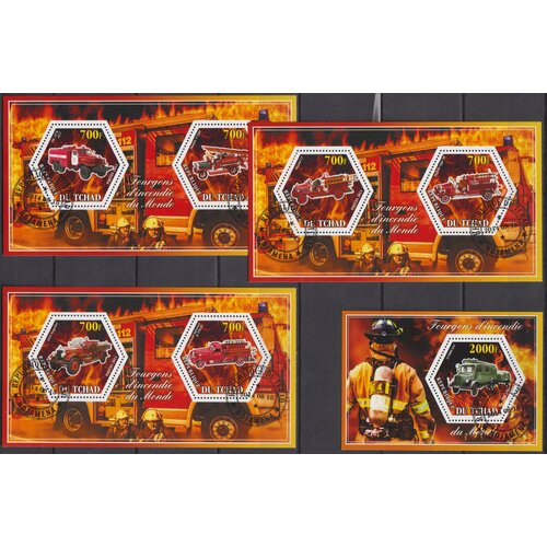 Почтовые марки Чад 2014г. Пожарные автомобили Пожарные, Машины U