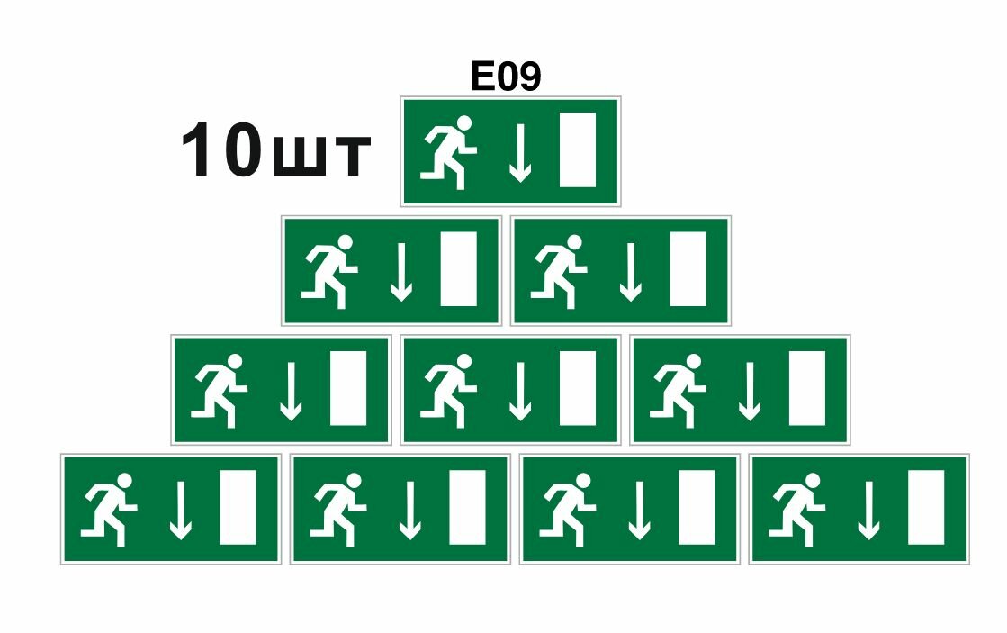 Эвакуационный знак. Е09 Указатель двери эвакуационного выхода правосторонний ГОСТ 12.4.026-2015 100х200мм