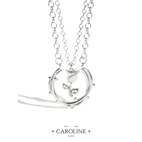 фото Колье caroline jewelry, кристалл, эмаль, длина 46 см., серебряный