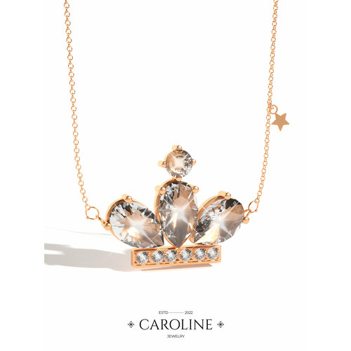 фото Колье caroline jewelry, кристалл, длина 45 см., золотой