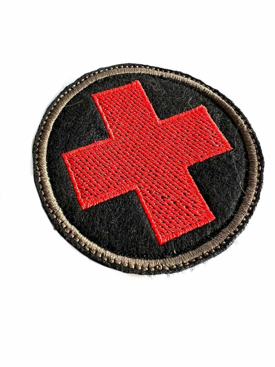 Шеврон Красный крест в круге Нашивка на липучке
