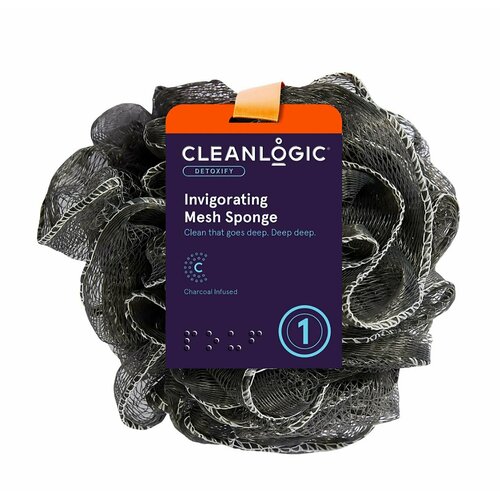 Мочалка-шар для тела с древесным углем / Cleanlogic Detoxify Charcoal Mesh Sponge