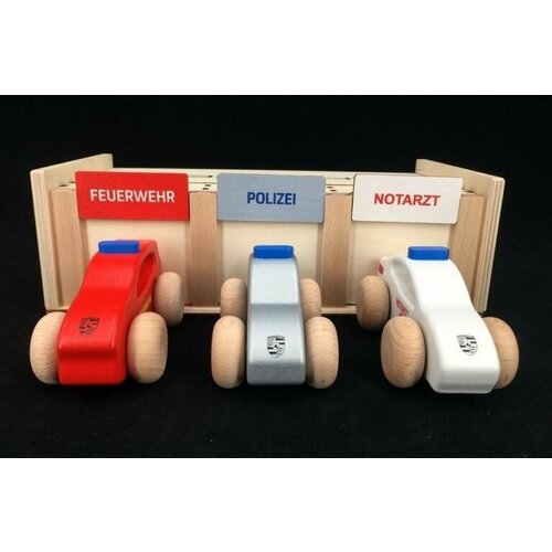 Игрушечный набор деревянных Porsche Wooden emergency vehicle set