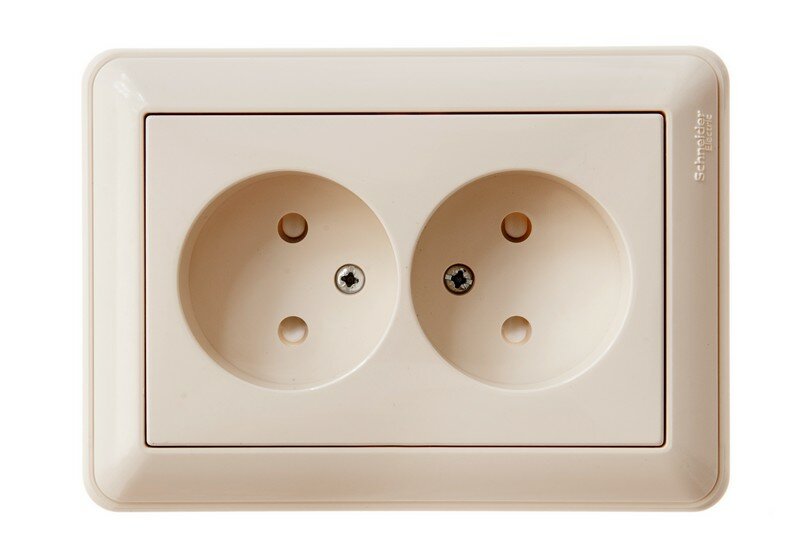 фото Wessen 59 слоновая кость Розетка 2-ая без заземления со шторками, (в сборе с рамкой)