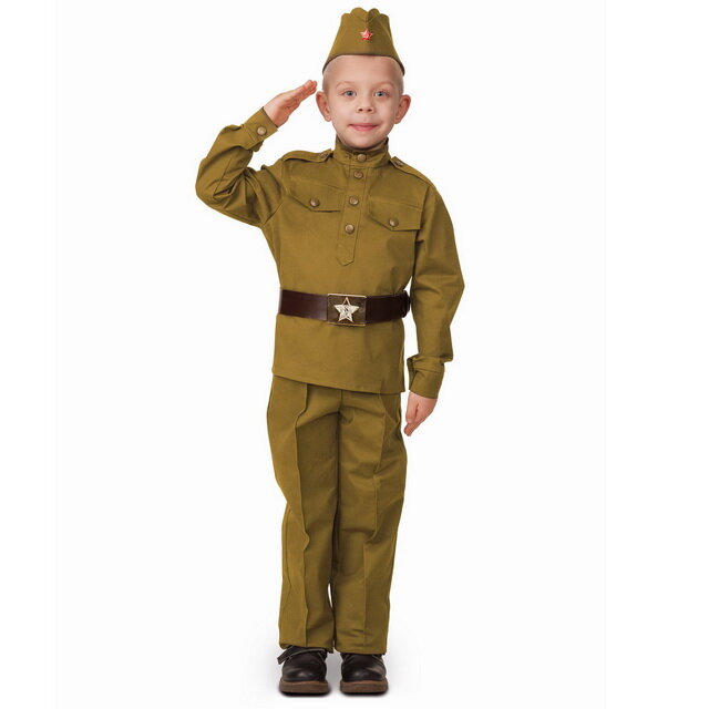 Батик Детская военная форма Солдат в пилотке, хаки, рост 146 см 8008-3-146-72