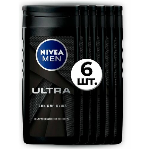 Гель для душа Nivea MEN Ultra 6шт*250 мл Ультра гель для душа nivea ultra carbon 6шт 250 мл