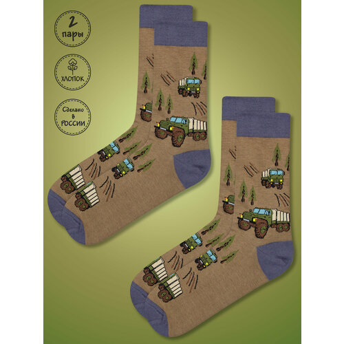 Носки Kingkit, 2 пары, размер 36-41, коричневый, зеленый, голубой носки kingkit 2 пары размер 36 41 голубой