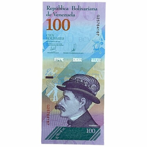 Венесуэла 100 боливаров 2018 г. (Серия G) венесуэла 1000 боливаров 1998 подписание декларации независимости unc